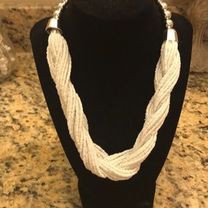 White Beaded Rope Necklace